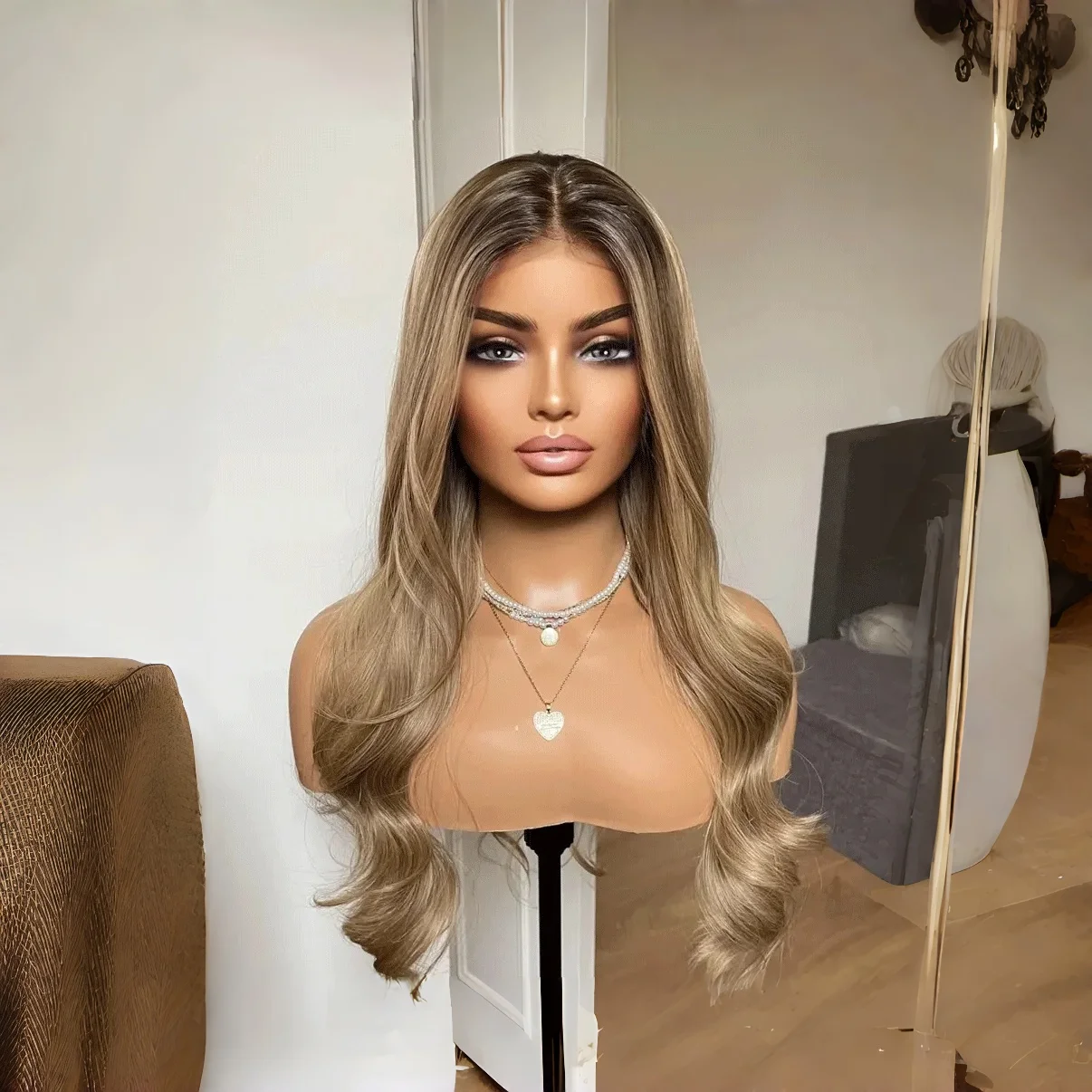 

Ombre Brown Glueless Soft Long straight 5x5 Silk Base Jewish Human Hair With BabyHair HD Lace European Hair Preplucked