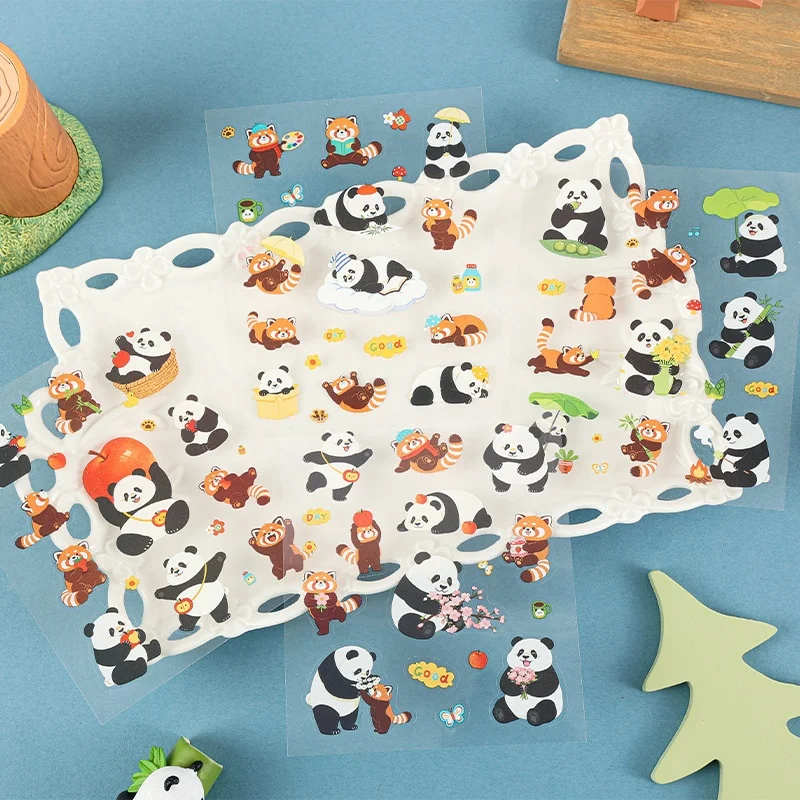 36pcs/lot Kawaii Panda Raccoon Stickers Cute Scrapbooking DIY Diary Decorative Stationery Sticker Album Stick Label
