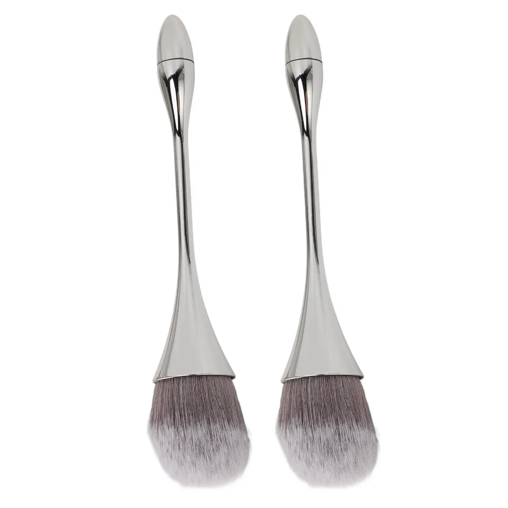 2pcs Soft Bristles Nail Art Powder Brush Ergonomic Handle Multipurpose Powder Remover Brush Nail Powder Remover