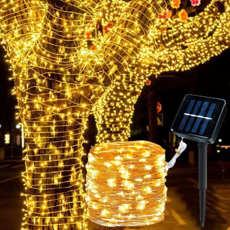 

8Modes Wedding Outdoor Solar Fairy Lights LED Copper Wire Lights Xmas Lights Waterproof Garden Wedding Decoration 7M/12M/22M/32M
