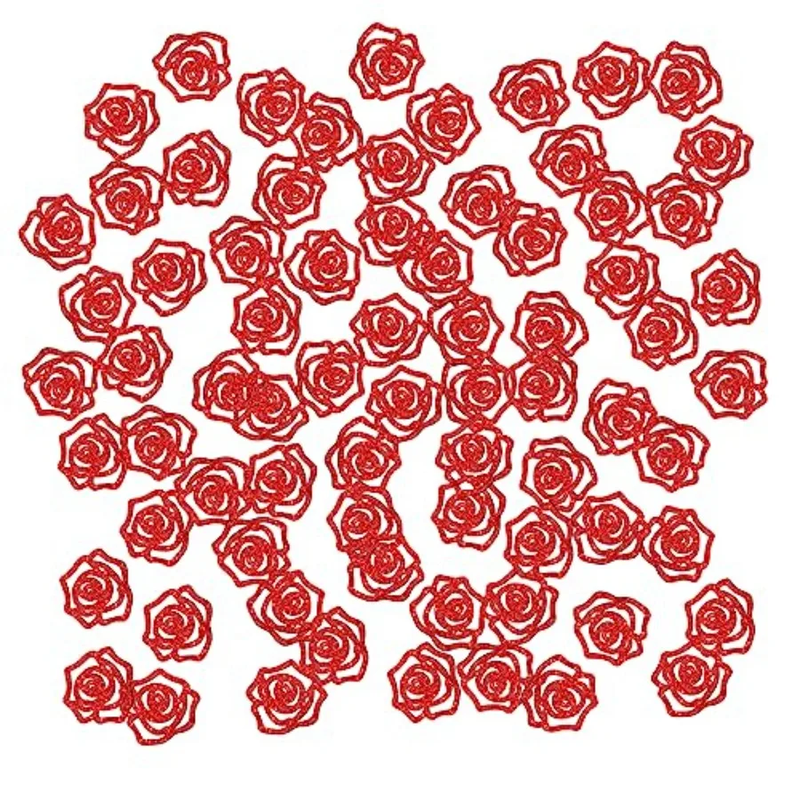 Coriandoli con fiori di rosa Glitter rossi Donne Mamma Compleanno Tavolo Coriandoli Matrimonio Anniversario Carta Scatter Fidanzamento Spettacolo Amore Festa T