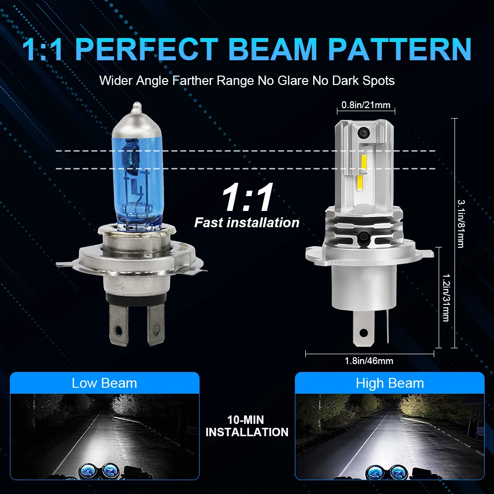 H4 Led Headlight Bulb Moto High Low Beam For Projector Lens 6000K 22W Car Lamp Auto Turbo CSP 12V 24V Motorcycle Accesorries