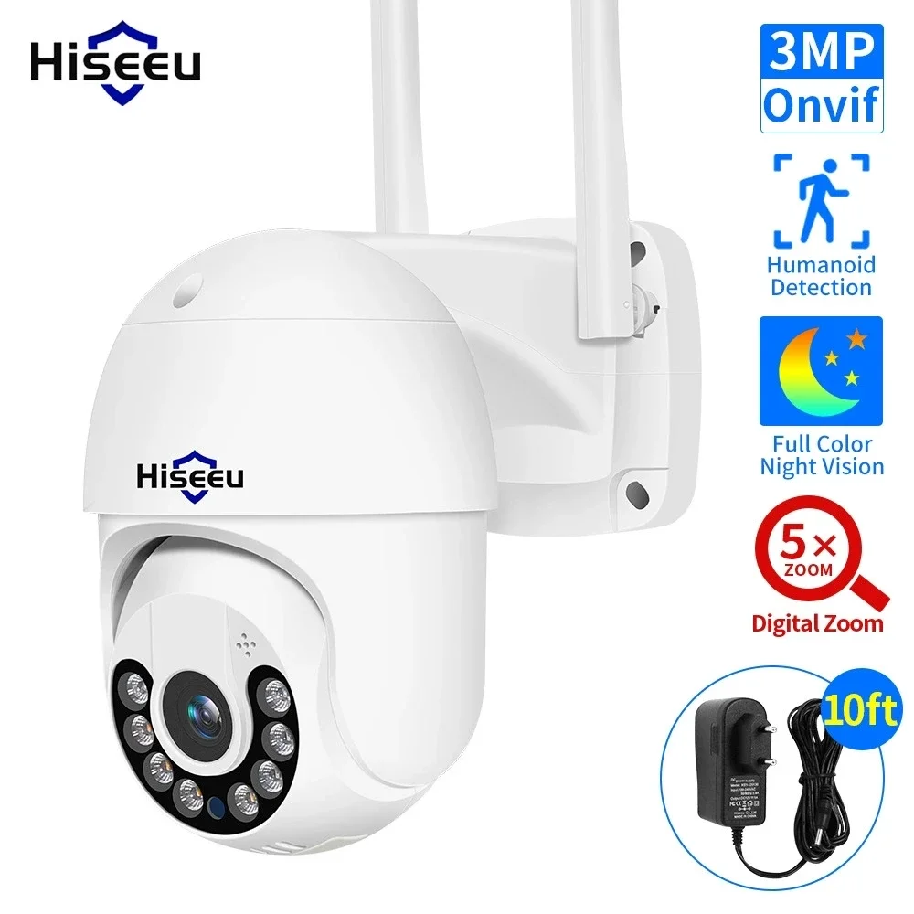 3MP WIFI Camera Outdoor 5X Digitial Zoom PTZ IP Cameras Audio P2P CCTV Surveillance work with Hiseeu Wireless CCTV System
