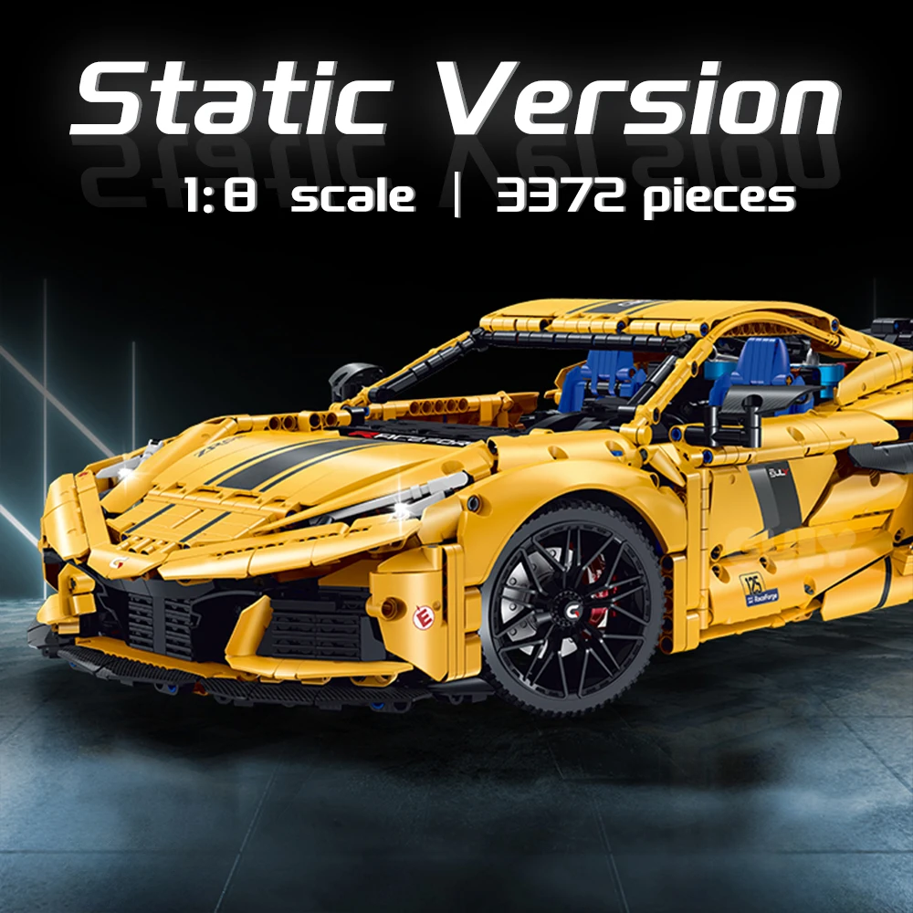 1:8 Schaal Sportwagen Model Bouwstenen 3372 PCS Technische Bakstenen Gele Auto Desktop Montage Set 10622 Speelgoed voor Jongens Gift Nieuwe