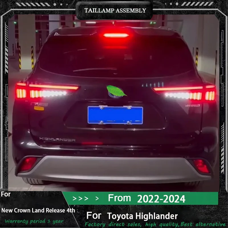 

Car LED Tail Light Accessories For Toyota Highlander 2022-UP Auto Rear Fog DRL Brake Turn Signal Lamp Plug and Play