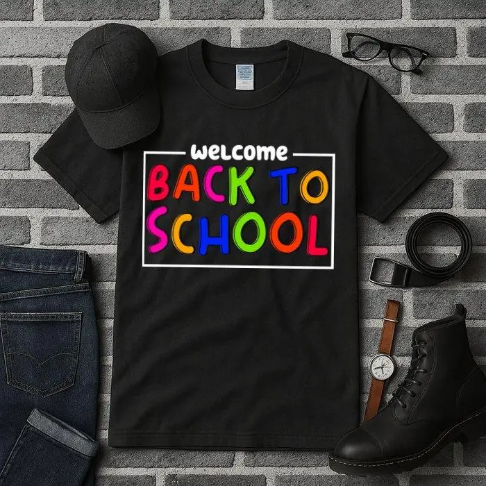 

Men's Welcome Back To School T-Shirt Colorful Print Graphic Tee Teacher Student Loose Casual Short Sleeve Top