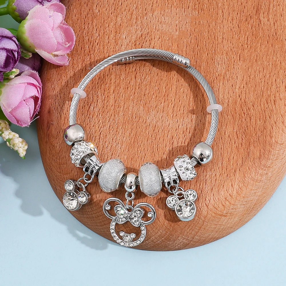 Brazalete hueco de Mickey Mouse para mujer, accesorio de joyería de moda para regalos de fiesta y Festival, 1 ud.