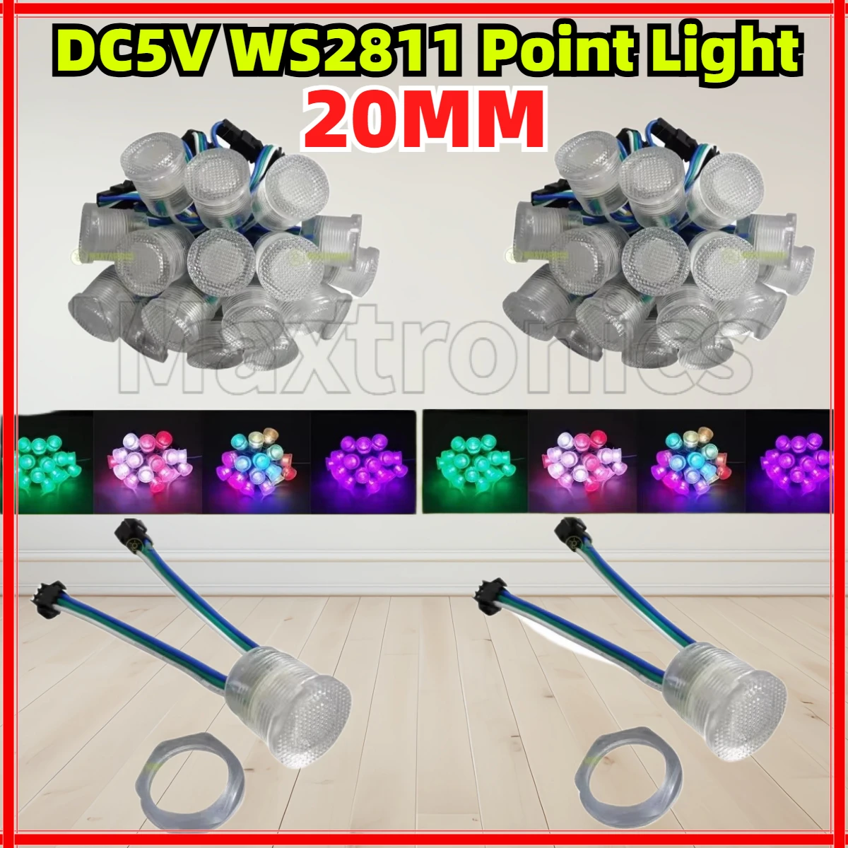 

20PCS/lot DC5V WS2811 Point Light Waterproof 20mm Diameter SMD5050 RGB 1 LEDs WS2811 IC LED Pixel String Modules Lights