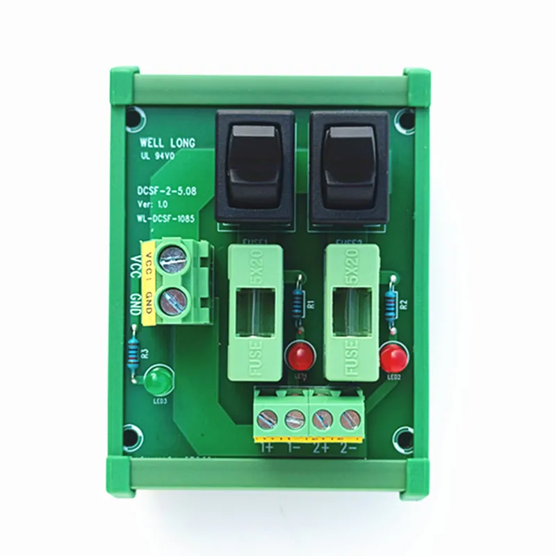 DIN Rail Mount 2-Position Toggle Switch DC Power Distribution Strip Module Fuse Splitter Board for Electrical Systems