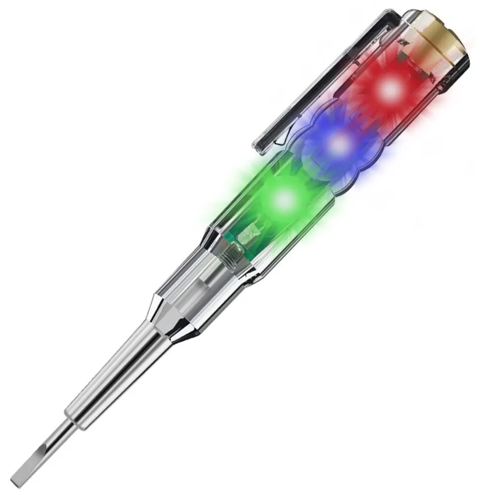 Test Pen With Led Buzzer Ac24-250V 3.5Mm High Brightness Three Light Color Light Built-In Buzzer Screwdriver Test Pen