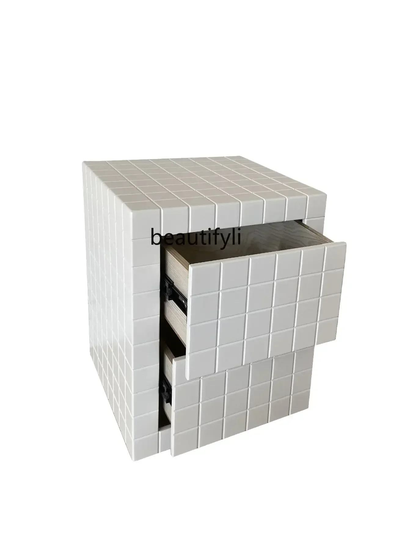 

14 ZQ Chessboard Grid Small Apartment Sofa Side Coffee Table Living Room Storage Drawer Chest of Drawers Corner