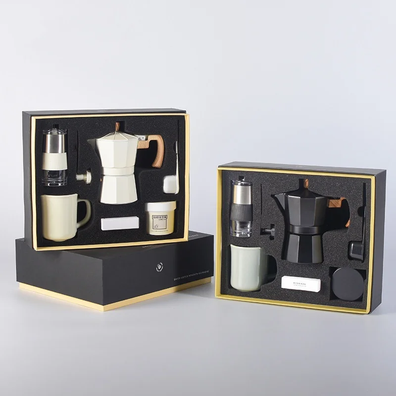 Outdoor Travel Camping Hand Drip Coffee Gift Box Dripper Manual Pour Over Coffee Maker Kit Set Hand Grinder Coffee Set