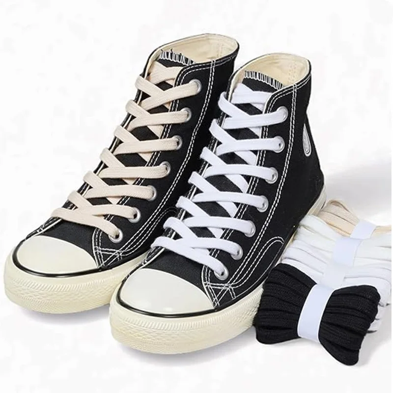 100 Cotton Flat Shoelaces with Anti Crack Tips, No Fading and No Staining, Durable Replacement Laces for Canvas and Casual Shoes
