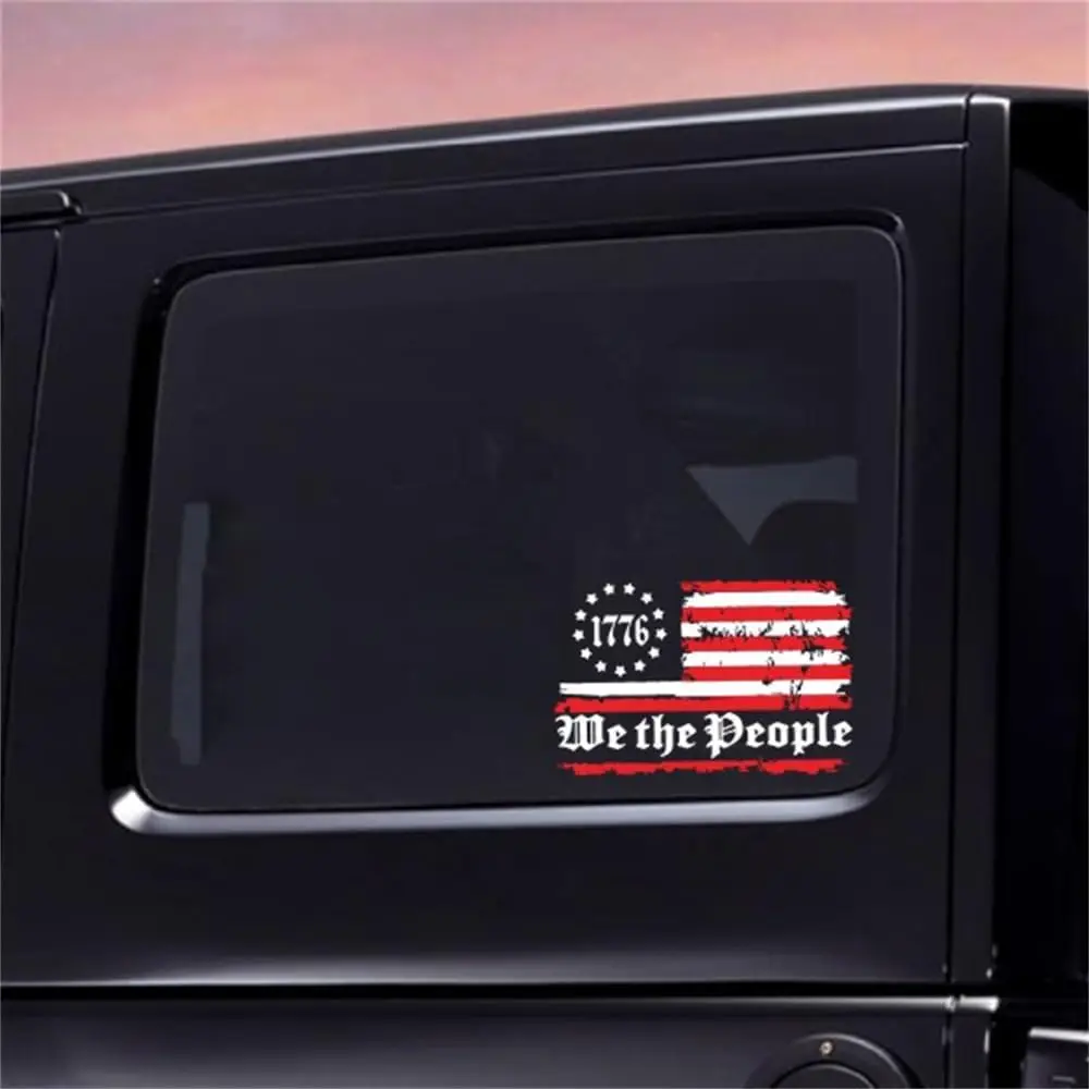 1PC 1776 We The People American Flag Decal Distressed American Flag Sticker Patriotic Flag Decal Vinyl Bumper Sticker