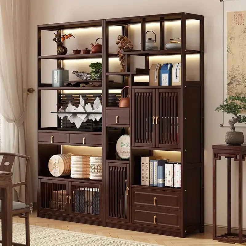 Non-solid wood Bogu frame New Chinese tea cabinet Shelf Tea display cabinet Living room ornament shelf Partition Duobao Pavilion