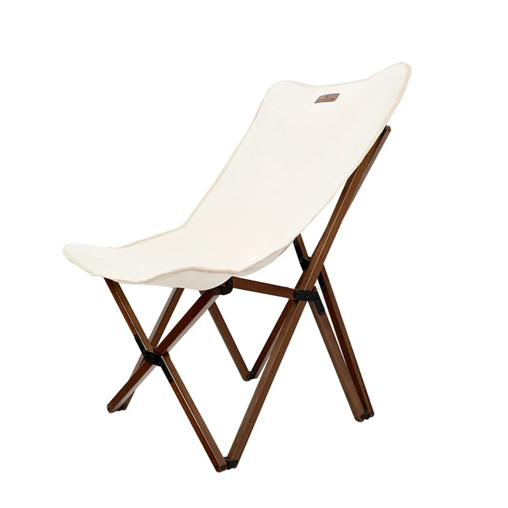 Custom New Design Outdoor Folding Chair Beech Butterfly Chair Solid Wood Portable Moon Camping Chair