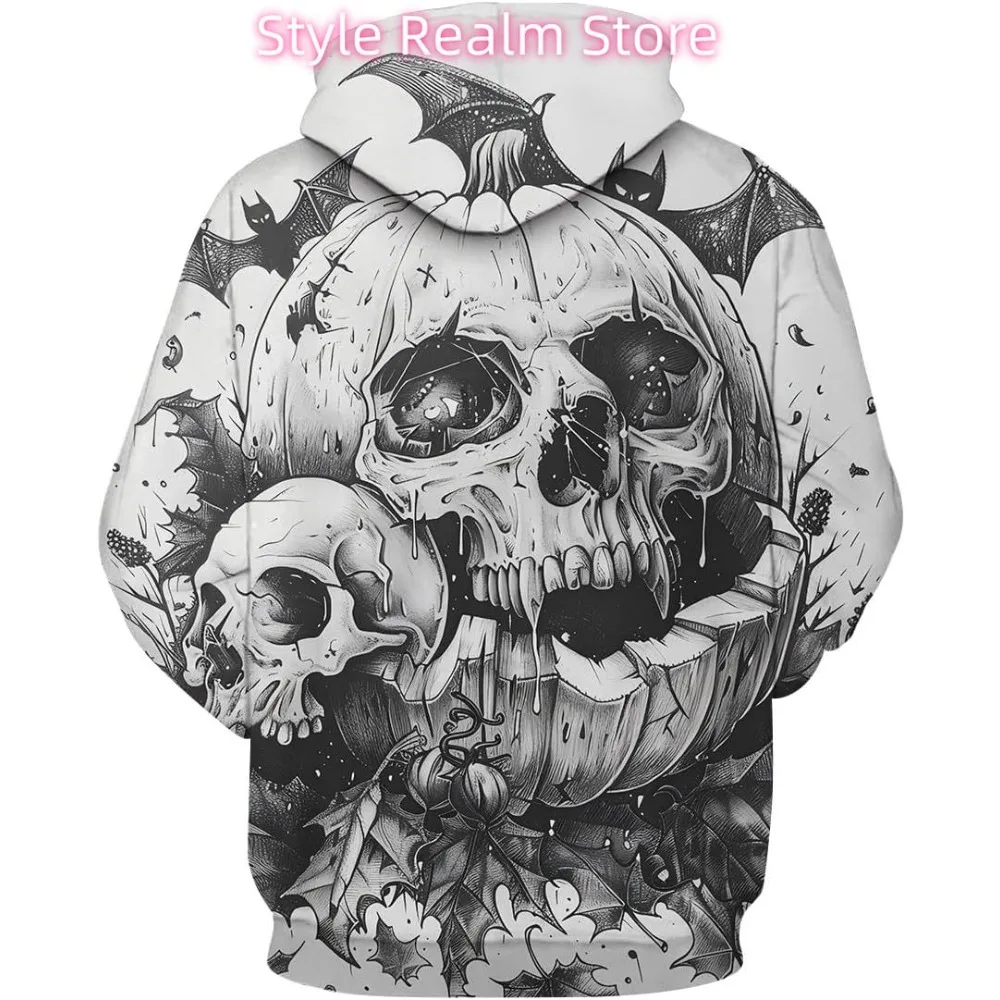 الجمجمة هوديي للرجال هالوين تريبي الهيكل العظمي الأزهار الرسم مقنعين بلوزات السترة