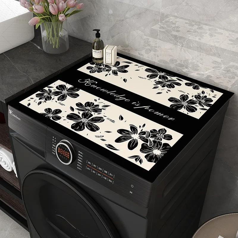 

Floral American style washing machine cover dustproof pad kitchen countertop protector bedside table diatomite mat