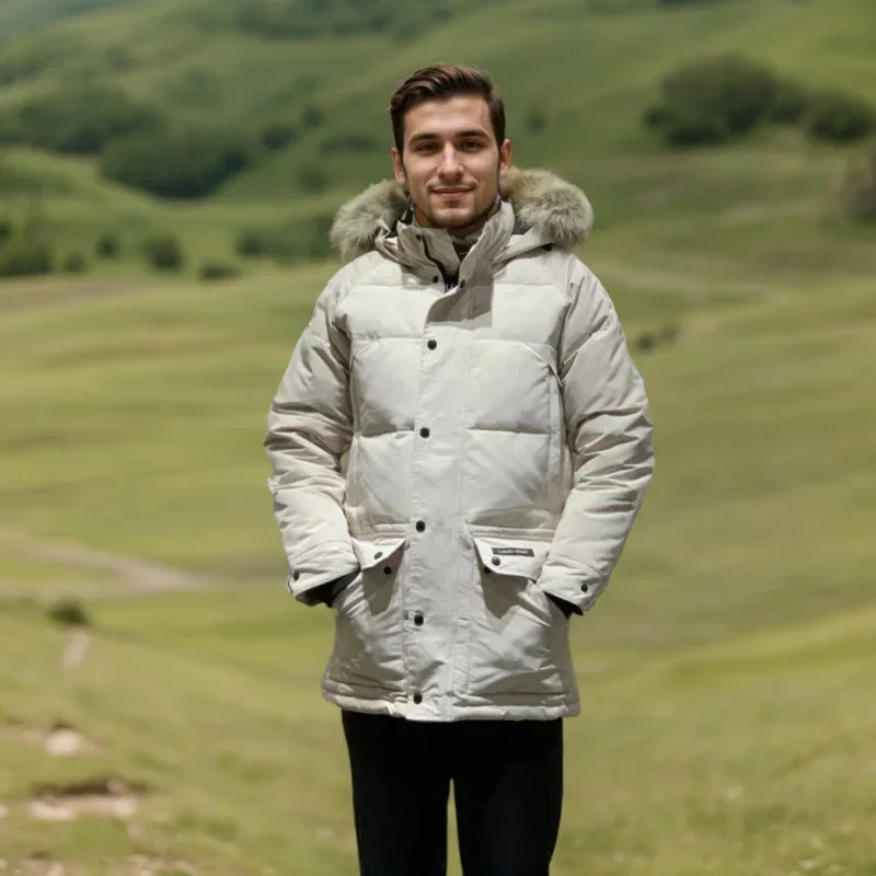 Cana * a Go * se Solid Color Windproof Crop Puffer Jacket Unisex Winter Thick Short Style 90% White Goose Down Jacket Mens Outer