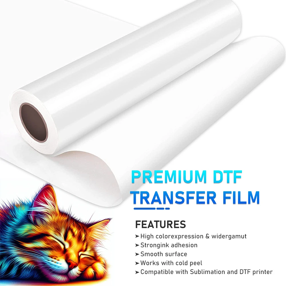 DTF Roll PET Film 21CM*100M Direct Transfer Film T-shirt Fabric DTF Printer Heat Transfer PET Film For Epson L805 DTF Printer