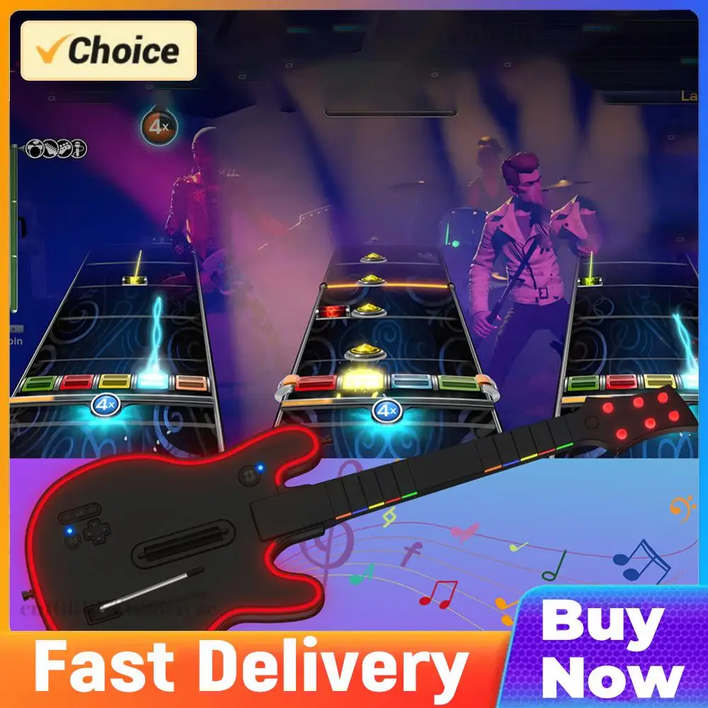 

Wireless Guitar Controller 2.4G Wireless Gaming Controller with Strap & Wireless Dongle PC Controller for PS4 PS3 PC Guitar Hero