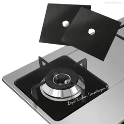 Gas Stove Oil Pad Non-stick Heat Resistant Gas Stove Protector (Black) Double Reusable Stove Cleaning Mat Oil Pad Integrated Kit