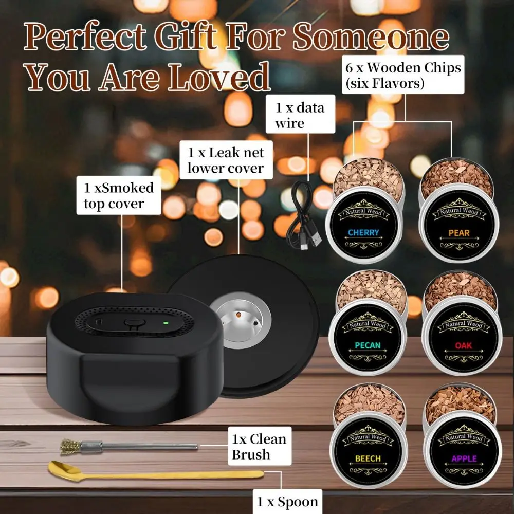 

Wine Sets Rechargeable Electric Smoker Cocktail Making Home Bar Whiskey Smoker Whiskey Infusing Rechargeable Smoker Gift