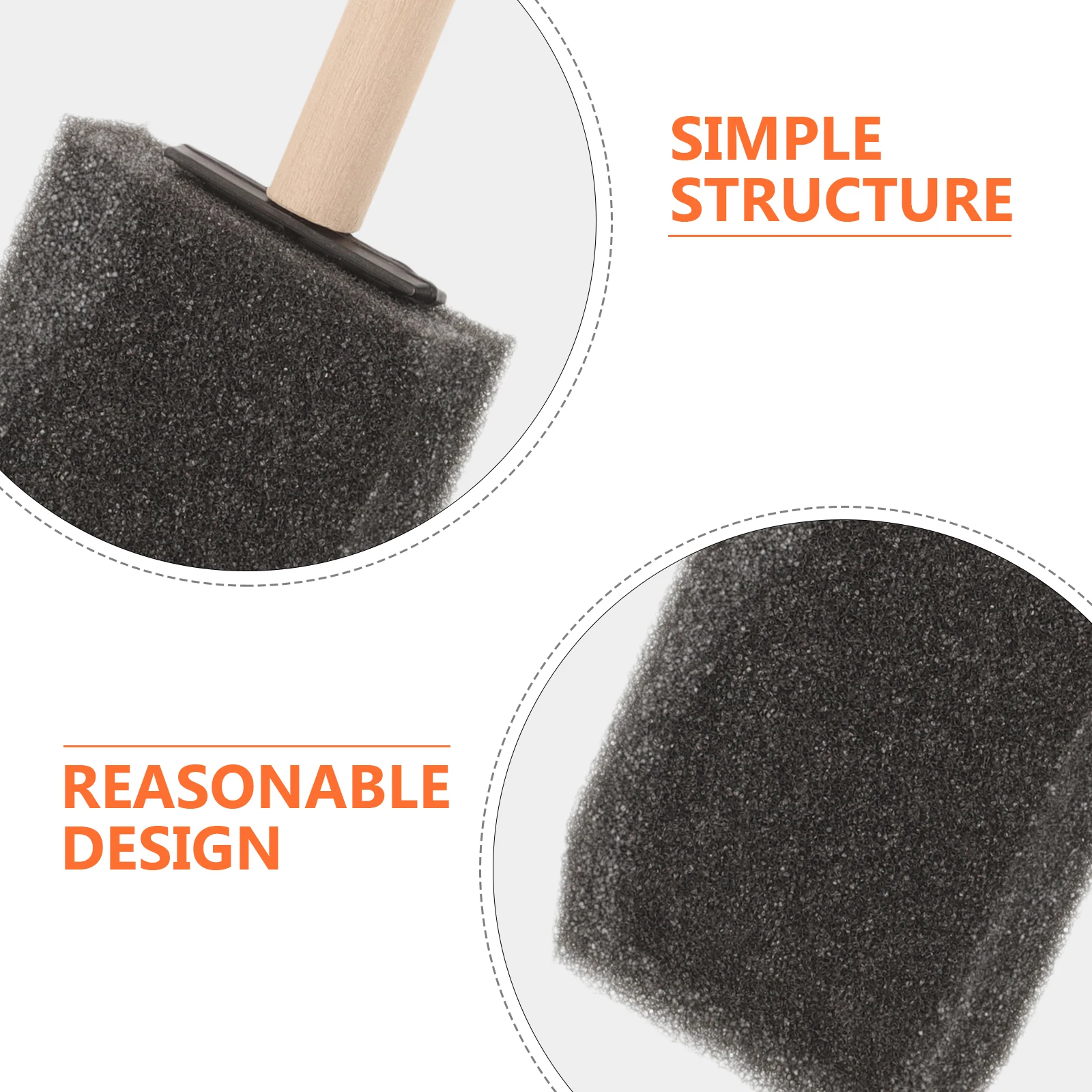 

4pcs Wooden H Sponge Brush Tools 4 Inch Kids Paint Foam Brushes Lightweight Easy Clean Painting Crafts Pottery Sponges DIY
