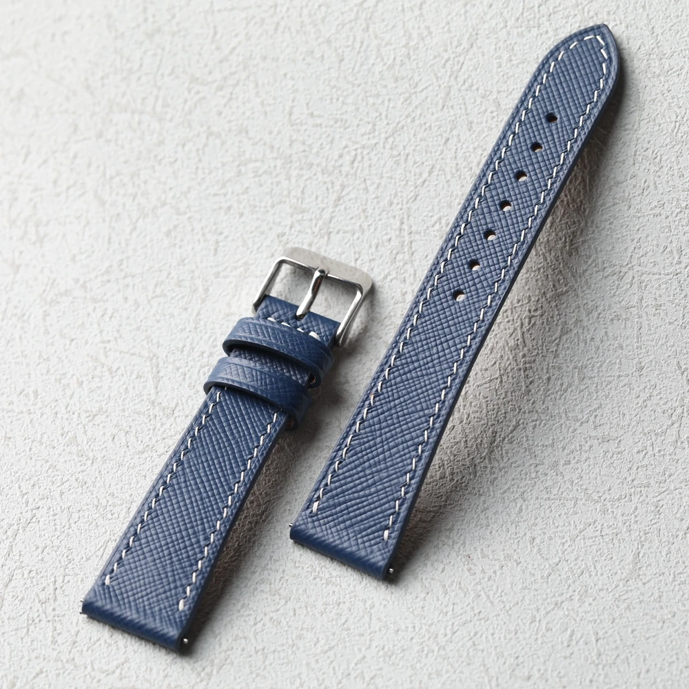 Handmade Cross Patterned Cowhide Strap 18MM 19MM 20MM Hand Stitching For Quick Release Leather Strap Handmade Bracelet