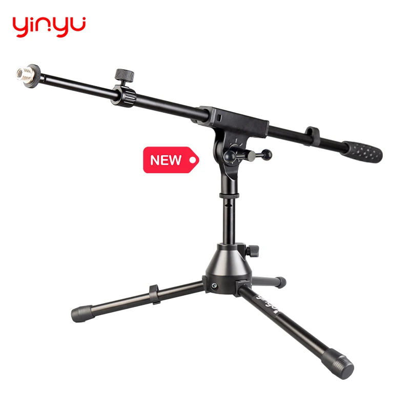 Yinyu MS041T Professional Telescopic Boom Drum Microphone Stand with Tripod Base for Studio Recording & Live Performance