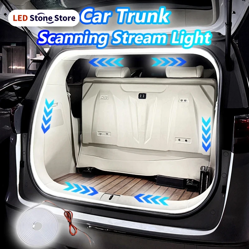 400cm Car Trunk Dynamic Flowing Light Strip Automatic On/Off Scanning Lamp Flexible Waterproof Light Strip Hidden Installation