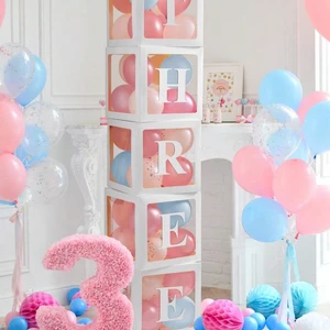 صندوق بالون شفاف لزينة الحفلات ، استحمام الطفل ، الزفاف ، الاسم الشخصي ، عيد ميلاد 1 ، الأطفال ، 1 قطعة أفضل 8 بالونات ذات أسماء مخصصة مبيعا - رقم 3