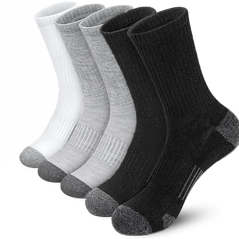 5 pairs of men's seasonal sports socks, sports running socks, breathable and comfortable, easy to match with mid length socks