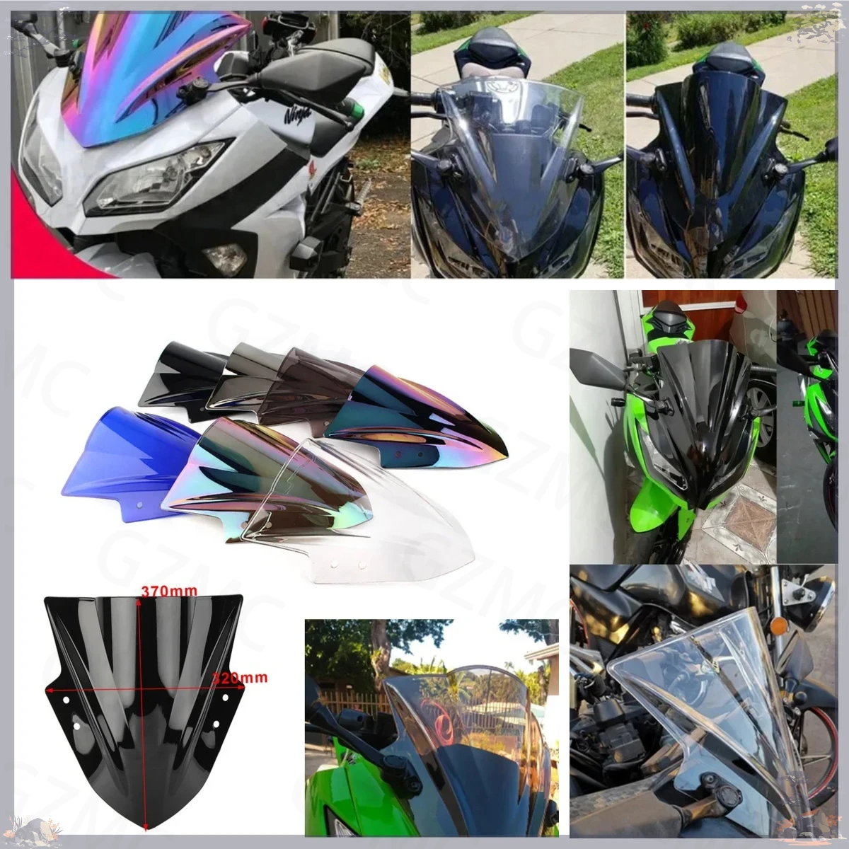 EX 300R Screen Wind Deflector For Kawasaki Ninja 300 EX300R 2013 - 2017 WindScreen Double Bubble Windshield Deflector Protector
