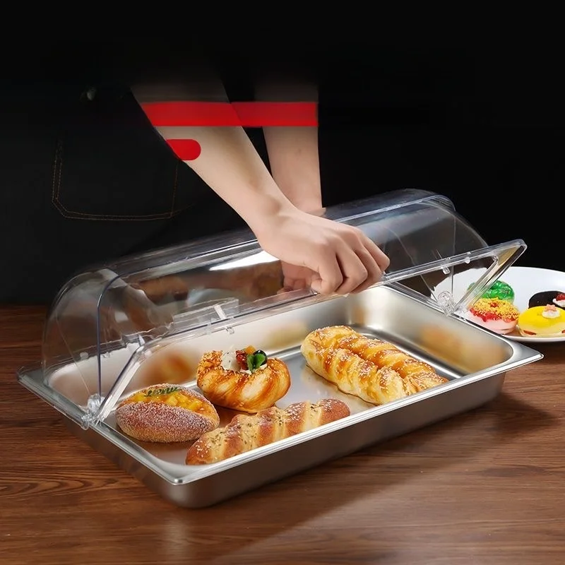 

Stainl Steel Thiened Plate with Transparent Lid for Cake Charcuterie Display Di for Fruit Buffet Dustproof Slow Tray