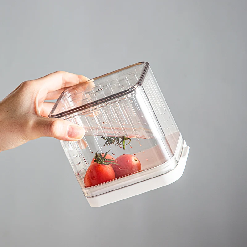 Airtight Drain Storage BOX Sealed Fruit Onion Ginger Garlic Portable Fresh Fruit Box Kitchen Organizer Office Picnic