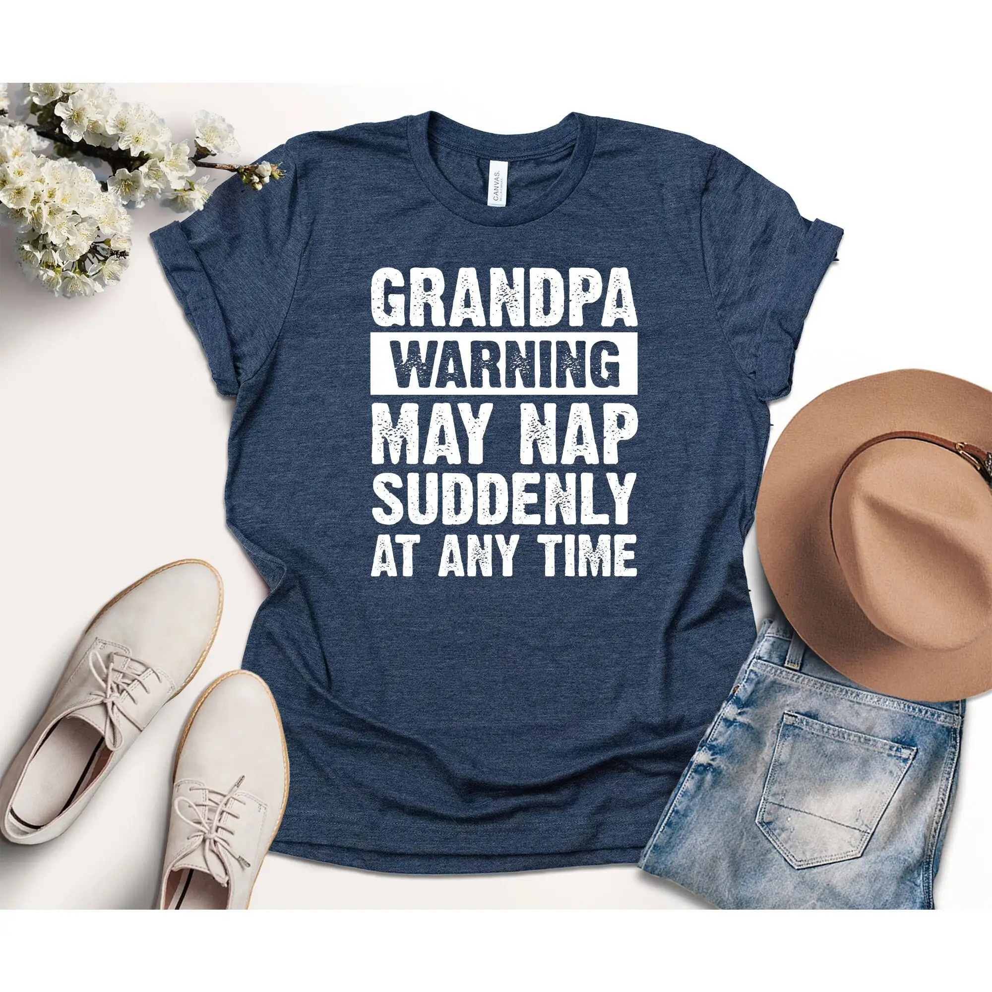 Grandpa Funny T Shirt Father'S Day Warning May Nap Suddenly Humor Saying Grandfather Birthday