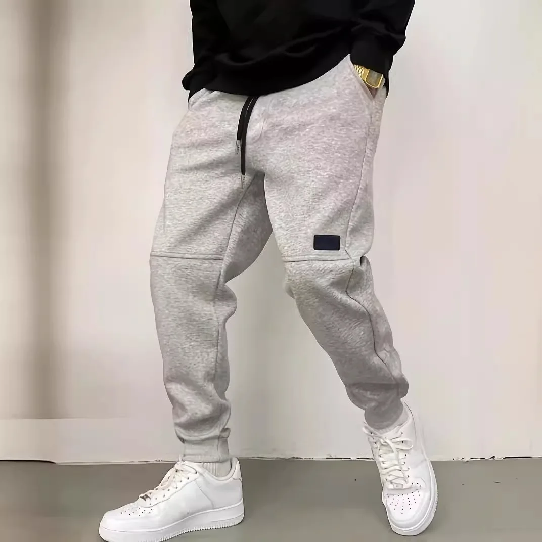New Men's Sweatpants Streetwear Trousers Men Pants Solid color Drawstring Splice Cargo Pants Men Overalls Running pants