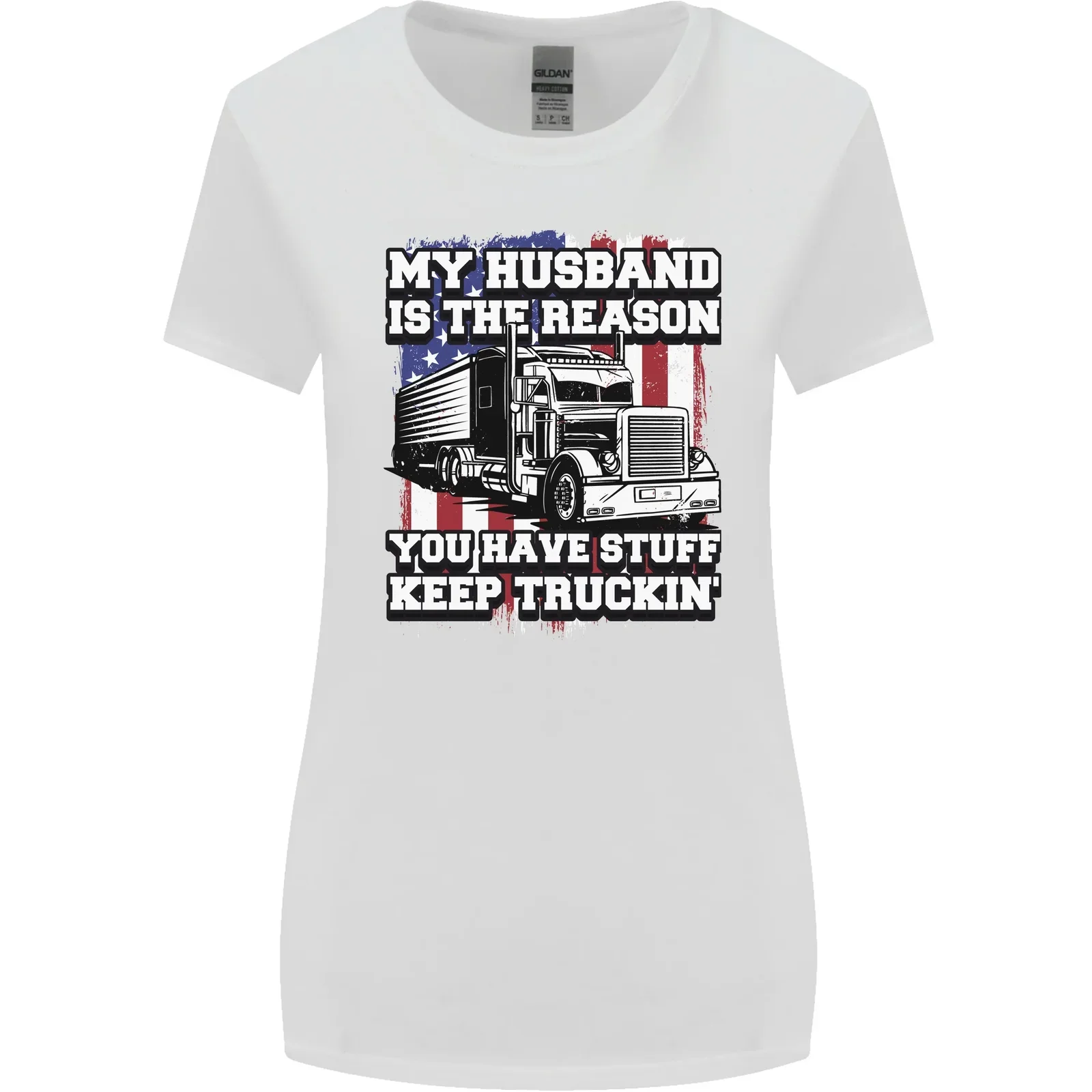 Truck Driver Funny USA Flag Lorry Driver Womens Wider Cut T-Shirt