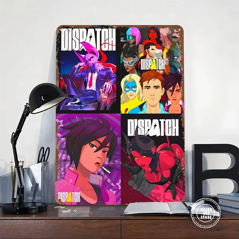 Dispatch Character Collage Metal Poster Customized Wall Art Retro Vintage Tinplate Signs for Man Cave Desk Decor Home Decoration