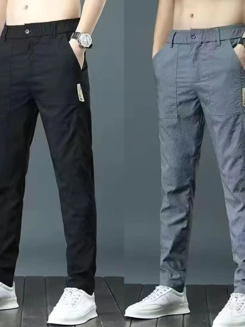 Men's Ice Silk Ultra-Thin Casual Pants Straight Leg Loose Fit Quick Dry Summer Lightweight Fashionable Versatile Long Trousers