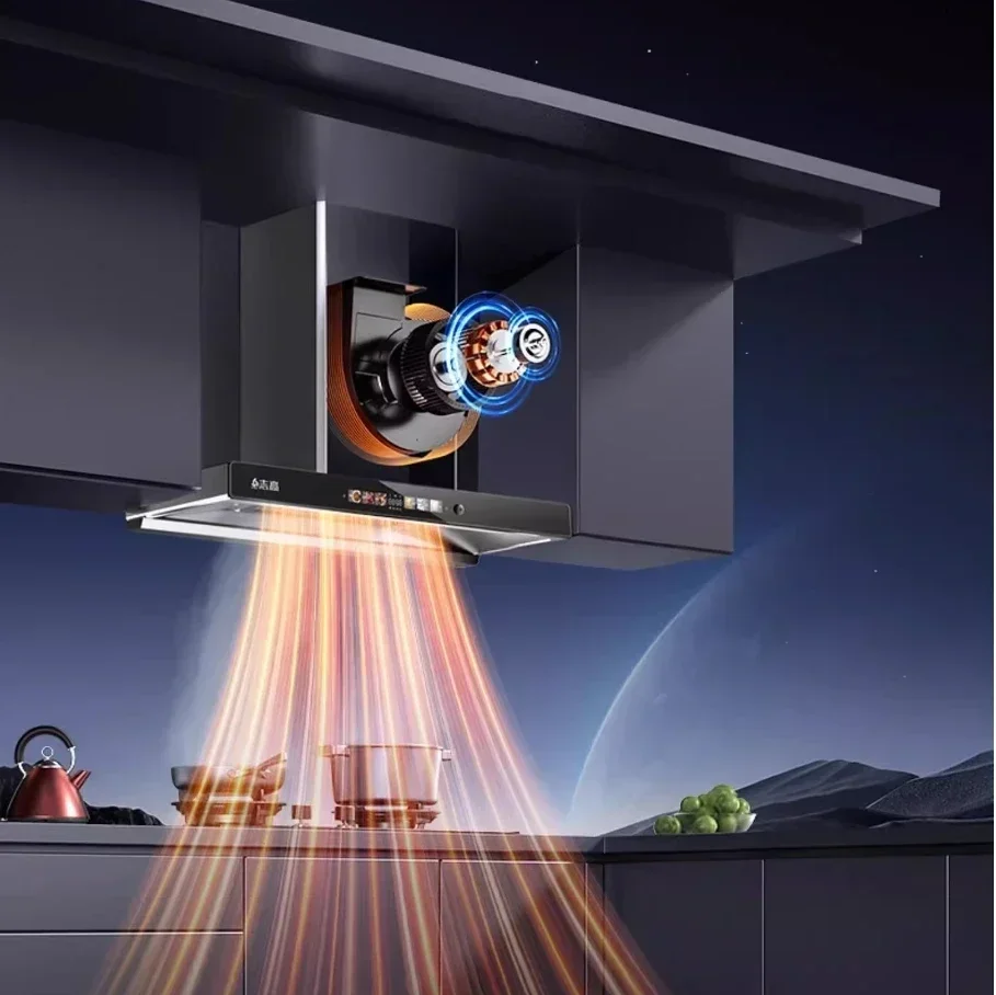 Top Suction Range Hood for Household Kitchen - T-Type, Large Suction, European Style Oil Suction Machine with Automatic Cleaning