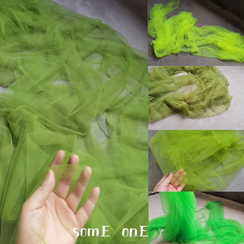 Stretch Mesh Tulle Fabric Green And Blue DIY Background Decor Curtain Scarf Headdress Veil Skirts Wedding Dress Designer Fabric