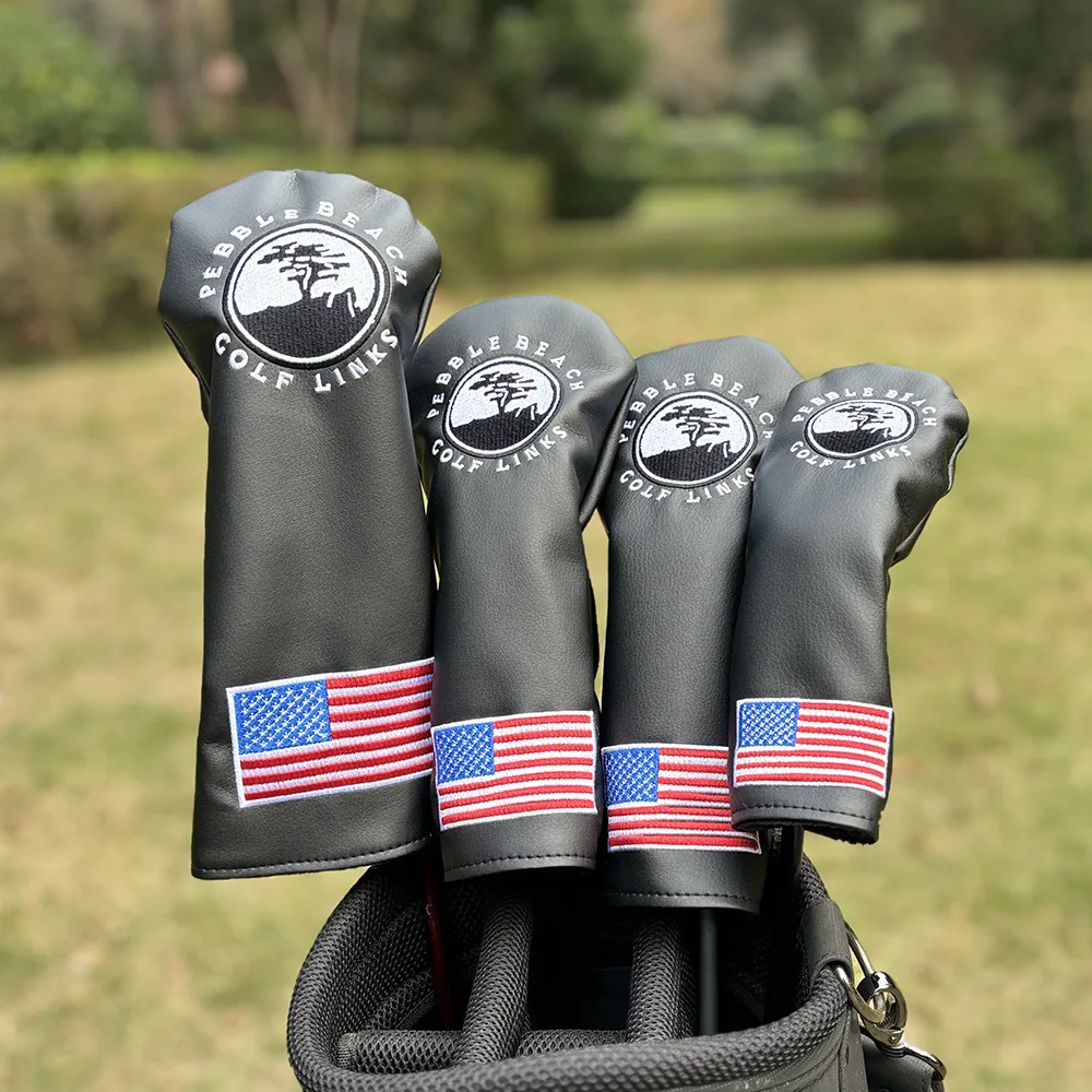 USA Pebble Beach Golf Club Driver Head Cover US Flag Golf Links Tree Golf Fairway Wood Hybrid Head Cover for Scotty Cameron