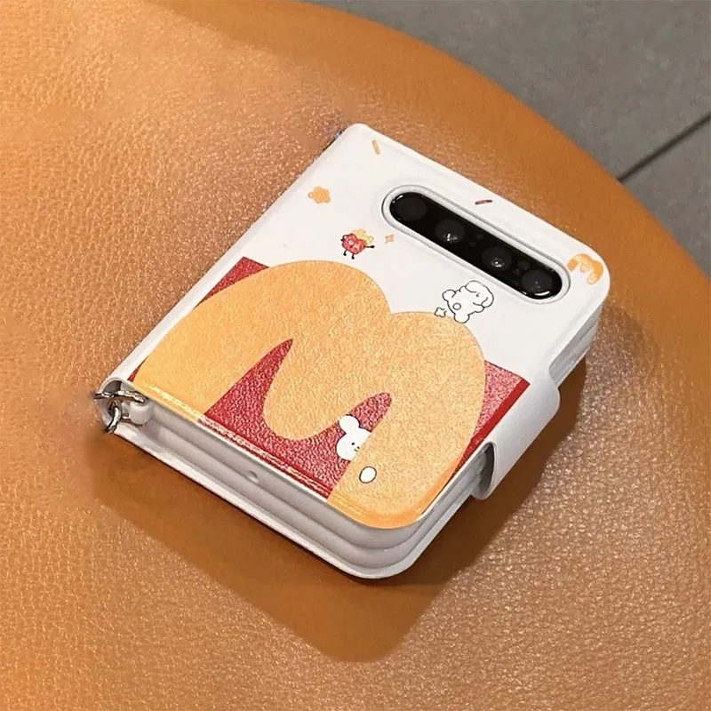 Z Flip 6 Case Book style flip cover For Samsung Galaxy z flip 6 5 cases funda coque leather phone cases kawaii