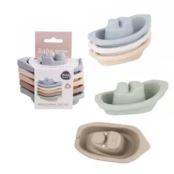 5PCS Baby Bath Toys Stacking Boat Toys Children Early Educational Intelligence Gifts Boat-shaped Beach Toys Kids Water Play Toys