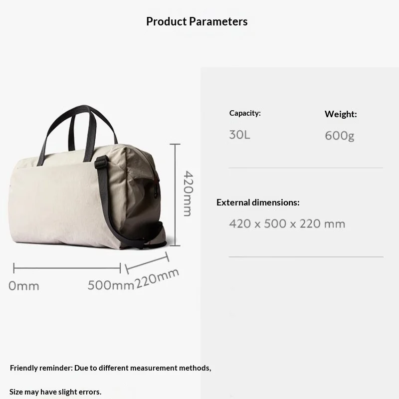 30L السفر القماش الخفيفة الوزن حقيبة اللياقة البدنية في الهواء الطلق حقيبة تسوق حقائب كروسبودي للرجال والنساء الرياضة تخزين الأمتعة حقيبة