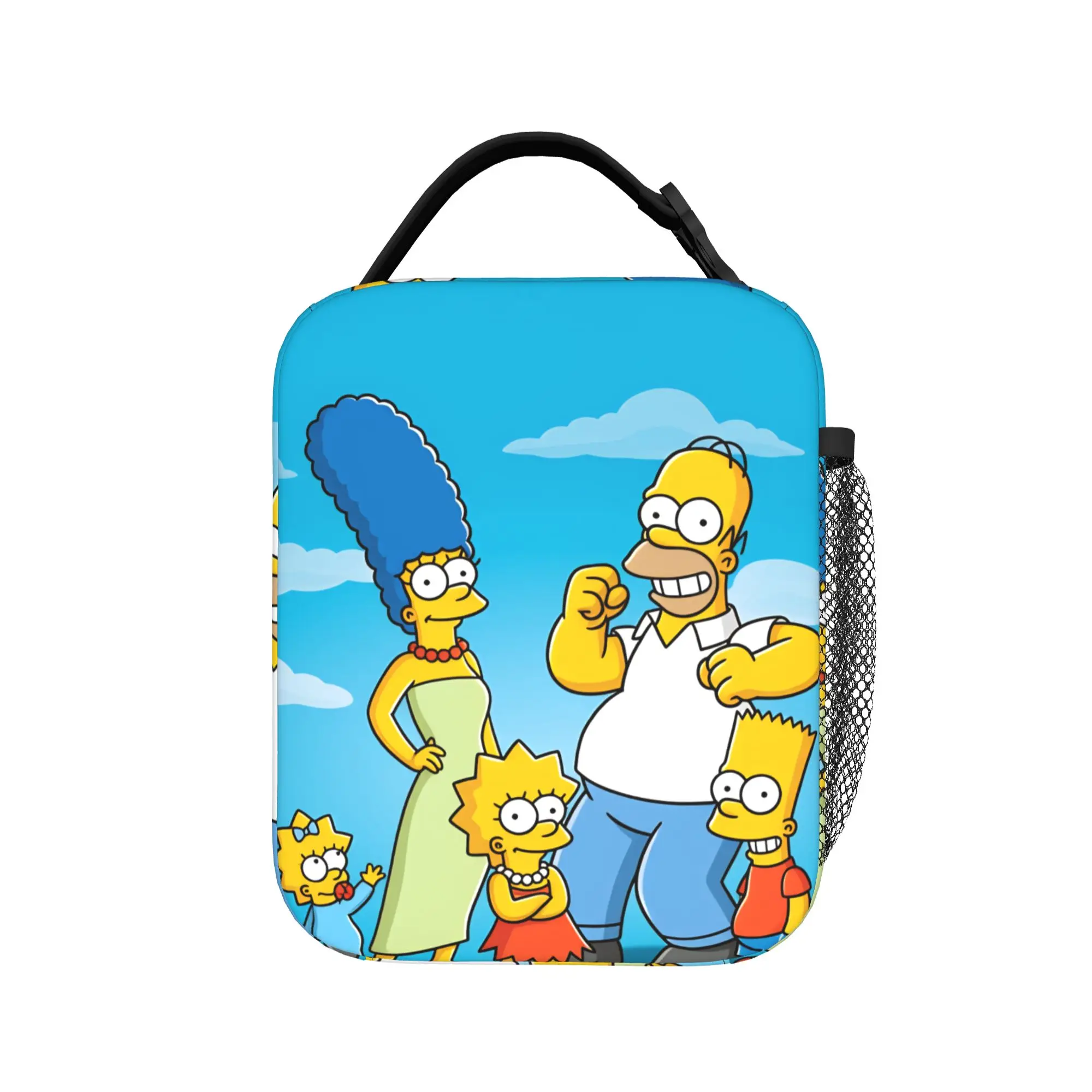 Funny Cartoon S-Simpsons Family Portrait Lunch Bag Kawaii Lunch Box School Thermal Tote Handbags For Girls Oxford Cooler Bag