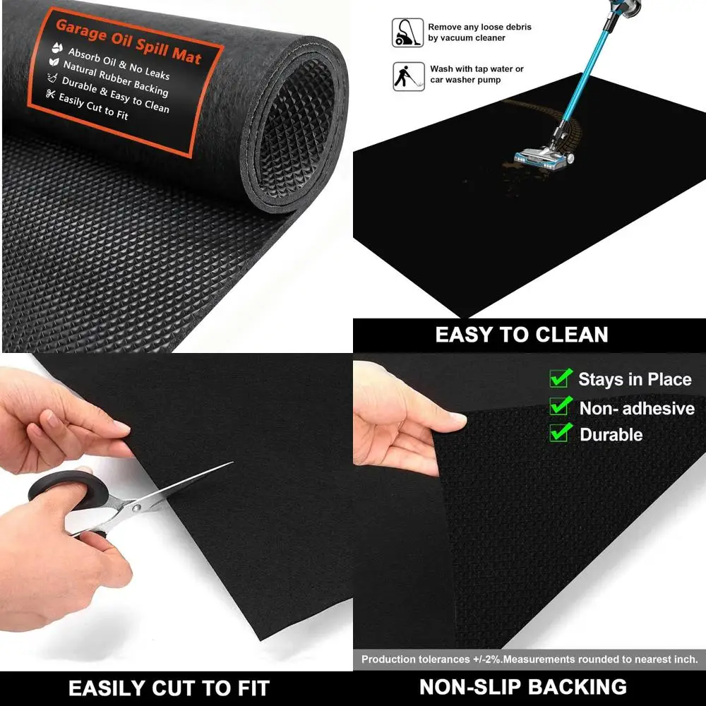 

Large 72x96 Oil Spill Mat for Garage Floors - Water-Resistant, Absorbent, Durable, Reusable Black Mat