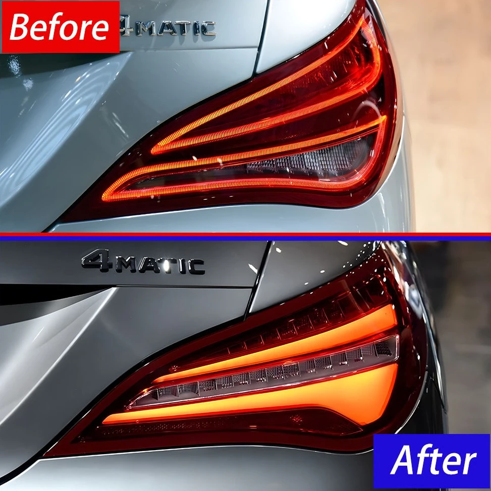المصابيح الخلفية لمرسيدس بنز CLA W117 CLA180 CLA200 CLA300 2014-2019 المصابيح الخلفية السلامة المتقدمة مشرق بدوره إشارة ضوء الفرامل